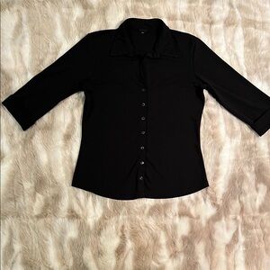 Elegant Black Women's Button Down Shirt